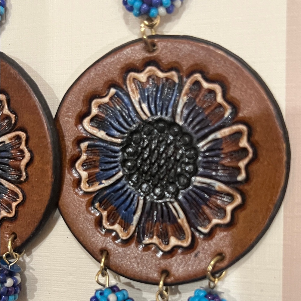 Handcrafted Beaded Statement Drop Earrings - Picture 4 of 5